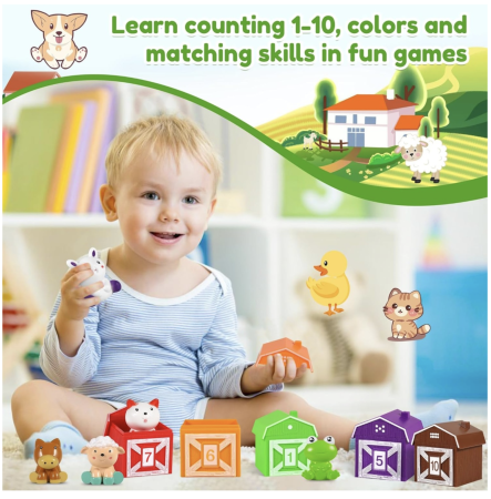 Set marionete de sortat si asociat cu animalute de la ferma, 20 piese, 3 ani+ [4]