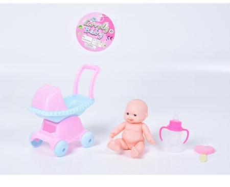 Set de joaca Papusa Bebe cu accesorii carucior, biberon si suzeta, 3 ani+ [2]