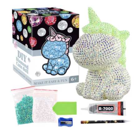 Jocuri si Jucarii - Set DIY Pictura cu Diamante Unicorn 5D 15 cm