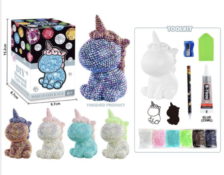 Jocuri si Jucarii - Set DIY Pictura cu Diamante Unicorn 5D 15 cm