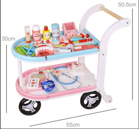 Set Doctor Carucior Spitalul Mobil – Strawberry Clinic, din lemn [4]