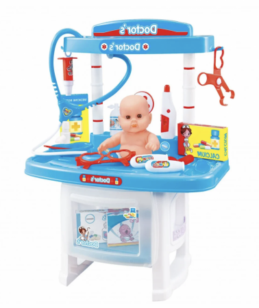 Truse doctor si jucarii anatomia corpului uman - Set doctor cu papusa si 12 accesorii medicale
