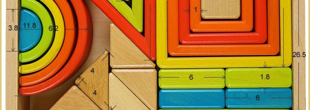 Set forme geometrice curcubeu, din lemn Rainbow Blocks - Krista® [12]