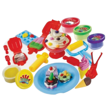 Jocuri si Jucarii - Set de Joaca Ice Cream Set cu 4 borcanele Plastilina si Accesorii