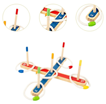 Set jocuri de societate Rings, pentru interior si exterior, din lemn [2]