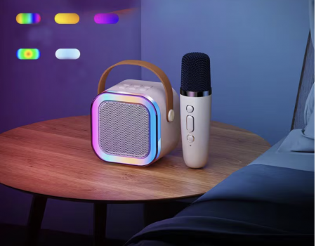 Set Karaoke cu Boxa Difuzor cu Microfon Wireless, cu bluetooth, acumulator, crem Artist - instrumente muzicale - Set Karaoke cu Boxa Difuzor cu Microfon Wireless, cu bluetooth, acumulator, crem