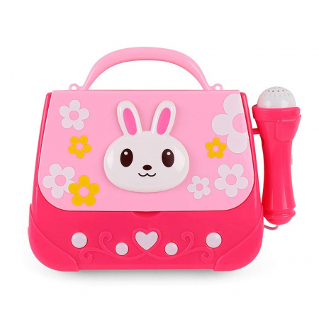 Set karaoke cu geanta muzicala si microfon MP3, cu sunete si lumini - roz cu alb Artist - instrumente muzicale - Set karaoke cu geanta muzicala si microfon MP3, cu sunete si lumini - roz cu alb