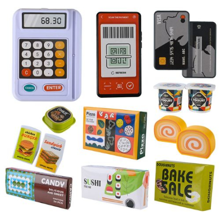 Set magazin de jucarie copii cu lada pe roti, scaner cu sunet si accesorii, vernil [6]