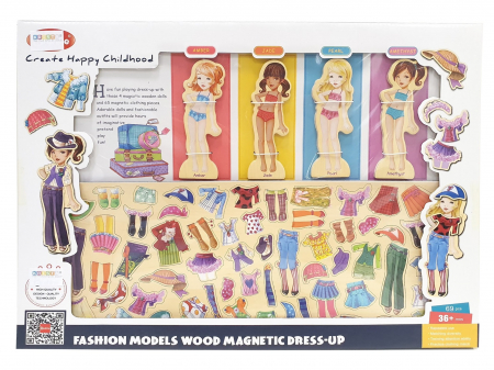 Jocuri magnetice - Set magnetic 69 piese Fashion imbraca fetele