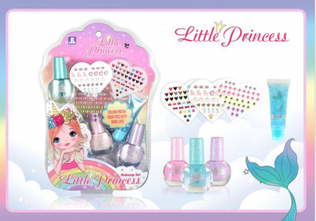 Moda - Mese de frumusete si accesorii - Set Manichiura Little Princess cu Lipgloss, Oje si Abtibilduri