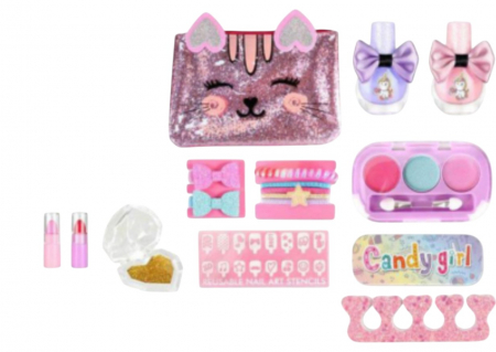 Set machiaj, manichiura unghii si accesorii de par cu portfard, Pretty Animals [2]