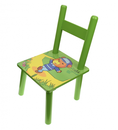 Set masuta cu doua scaune pentru copii, din MDF, verde, 59x39x40 cm [4]