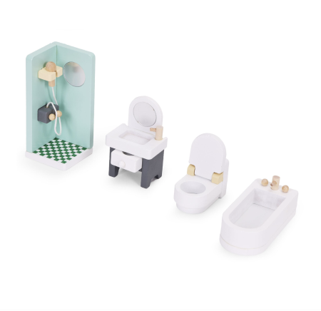 Jocuri si Jucarii - Set mobilier din lemn pentru papusi si casute, 30 piese pentru 5 camere, +3 ani