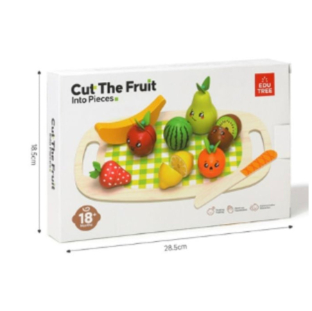 Set Montessori 18 Piese, Tavita cu 8 fructe de taiat, din lemn [2]