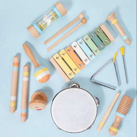 Set Montessori de 9 instrumente muzicale pentru copii, din lemn [4]