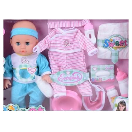 Jocuri si Jucarii - Set Papusa Sweet Babydoll fara par, cu olita, haine de schimb si sunete in limba romana, +3 ani