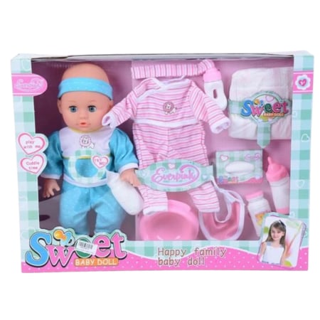Jocuri si Jucarii - Set Papusa Sweet Babydoll fara par, cu olita, haine de schimb si sunete in limba romana, +3 ani