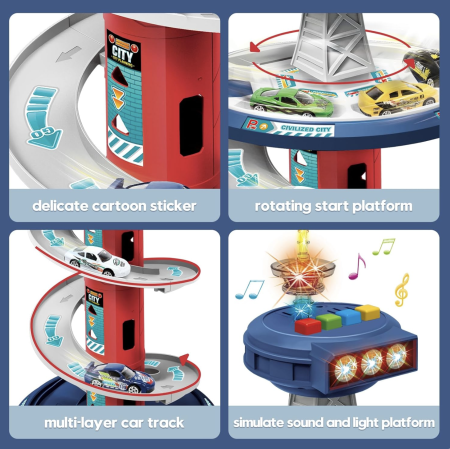 Garaj auto de politie cu pista circulara 3 nivele, sunete, covor si 3 masini, 3+ [3]