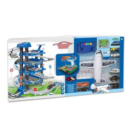 Set parcare politie de jucarie cu lift, lumini si covoras oras, 82 piese [3]