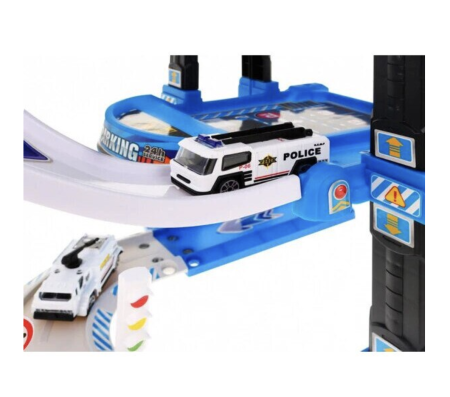 Set parcare politie de jucarie cu lift, lumini si covoras oras, 82 piese [7]