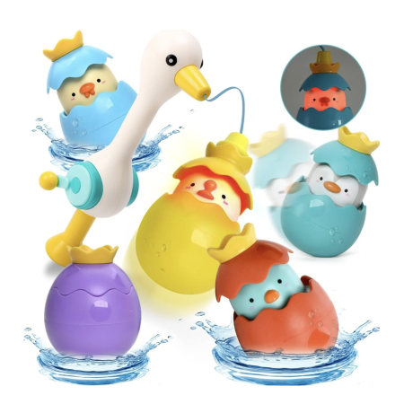 Set pescuit magnetic pentru baie Egreta cu jucarii plutitoare si plasa de depozitare [6]