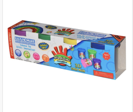 Jocuri si Jucarii - Set Creativ cu Plastilina si 4 Borcane Colorate 226 grame