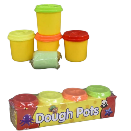 Plastilina, slime, nisip de modelat - Set Plastilina Colorata cu Stampile 4 Borcane 480g