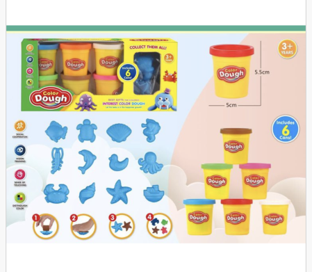Plastilina, slime, nisip de modelat - Set Plastilina Colorata Color Dough cu 6 Recipiente si Forme Marine