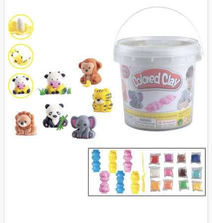 Plastilina, slime, nisip de modelat - Set Plastilina Colorata 12 culori, in Galetusa cu Stampile si Accesorii pentru Modelare