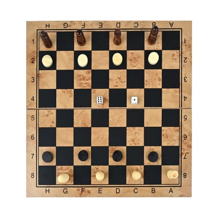 Jocuri si Jucarii - Set sah magnetic si table din lemn, pliabil, 24 cm