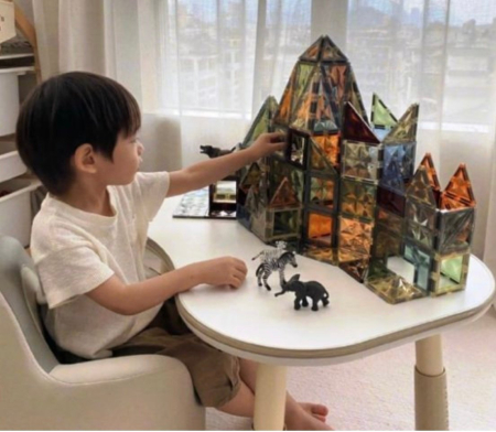 Set STEM 100 Piese Magnetice Transparente de Construit – Magnetic Tiles [2]