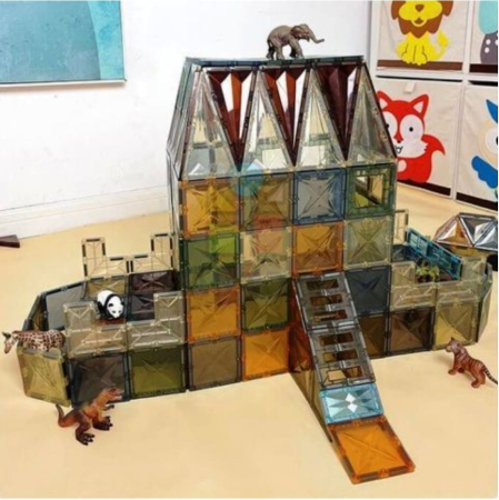 Set STEM 100 Piese Magnetice Transparente de Construit – Magnetic Tiles [3]