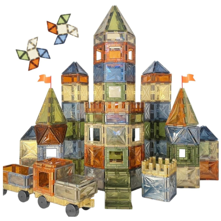Set STEM 50 Piese Magnetice Transparente de Construit – Magnetic Tiles [3]