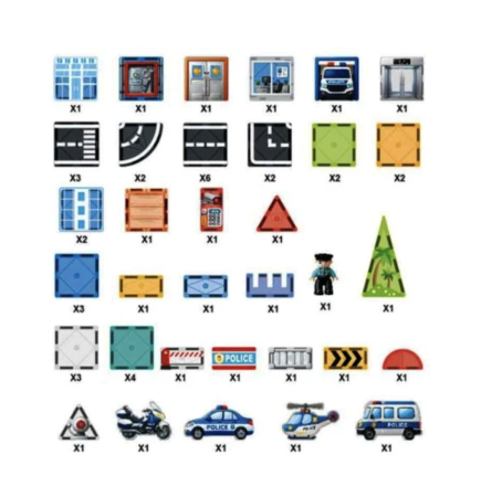 Set STEM Magnetic Tiles Police Station cu 53 piese magnetice pentru constructii [2]