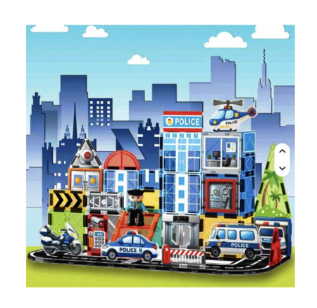 Set STEM Magnetic Tiles Police Station cu 53 piese magnetice pentru constructii [3]