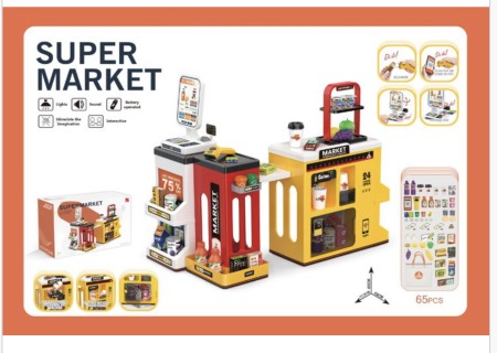 Set Supermarket cu 65 accesorii, stand cu scaner si casa de marcat [3]