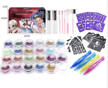 Set tatuaj cu sclipici pentru copii, Beauty Bomb, cu 24 culori [2]