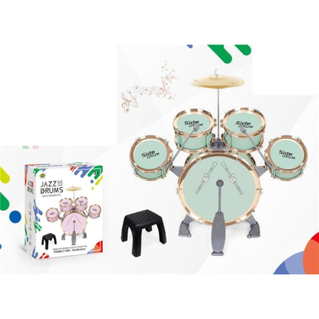 Set 5 Tobe Verde Pentru Copii Jazz Drum Cu Cinel Scaun Si Pedala Plastic ABS 3 Ani [6]