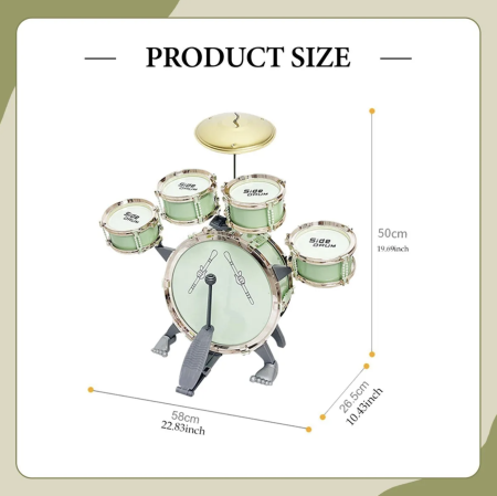 Set 5 Tobe Roz Pentru Copii Jazz Drum Cu Cinel Scaun Si Pedala Plastic ABS 3 Ani [5]