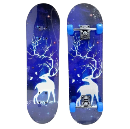 Skateboard - Skateboard pentru Copii, din Lemn, 60 cm - Cerb Albastru
