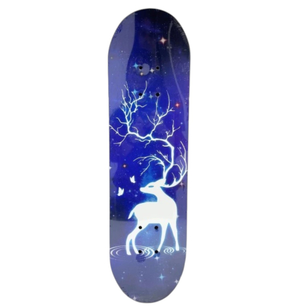 Skateboard pentru Copii, din Lemn, 60 cm - Cerb Albastru [2]