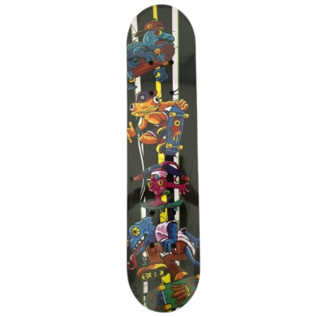 Skateboard pentru Copii, din Lemn, 60 cm - Monster Negru [2]