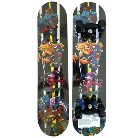 Skateboard - Skateboard pentru Copii, din Lemn, 60 cm - Monster Negru