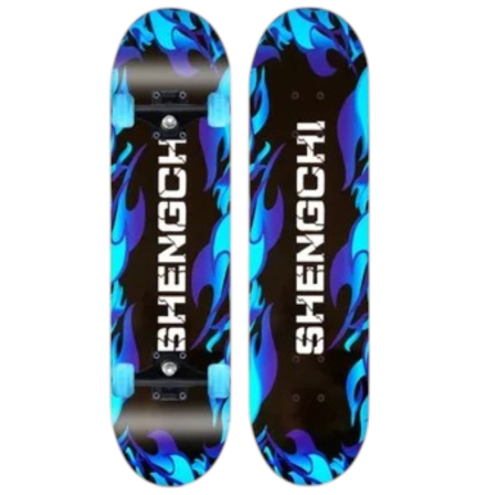 La plimbare - Skateboard pentru Copii, din Lemn, roti cu lumini, 72 cm - Shengohi Albastru inchis