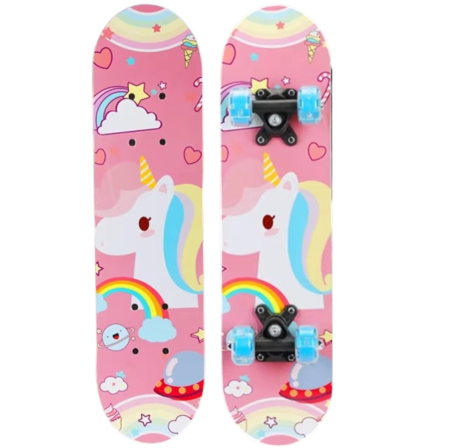 Skateboard - Skateboard pentru Copii, din Lemn, 60 cm - Unicorn Roz