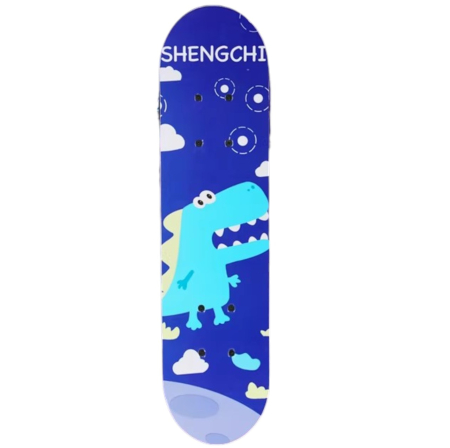Skateboard pentru Copii, din Lemn, 60 cm - Dino Albastru [2]