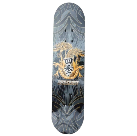 La plimbare - Skateboard pentru Copii, din Lemn, roti cu lumini, 72 cm - Rudeboyz Dragon Gri