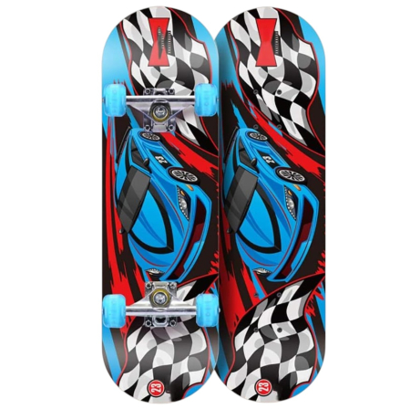 La plimbare - Skateboard pentru Copii, din Lemn, roti cu lumini, 72 cm - Masina Multicolor