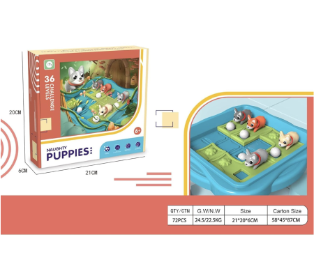 Joc logic Puppies tip slide puzzle cu catei si bile, 36 provocari, 6 ani+ [3]