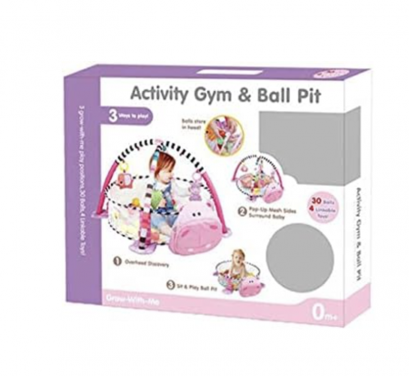 Spatiu de joaca cu saltea de activitati si tarc pentru bebelusi cu 30 bile Hipopotam [5]